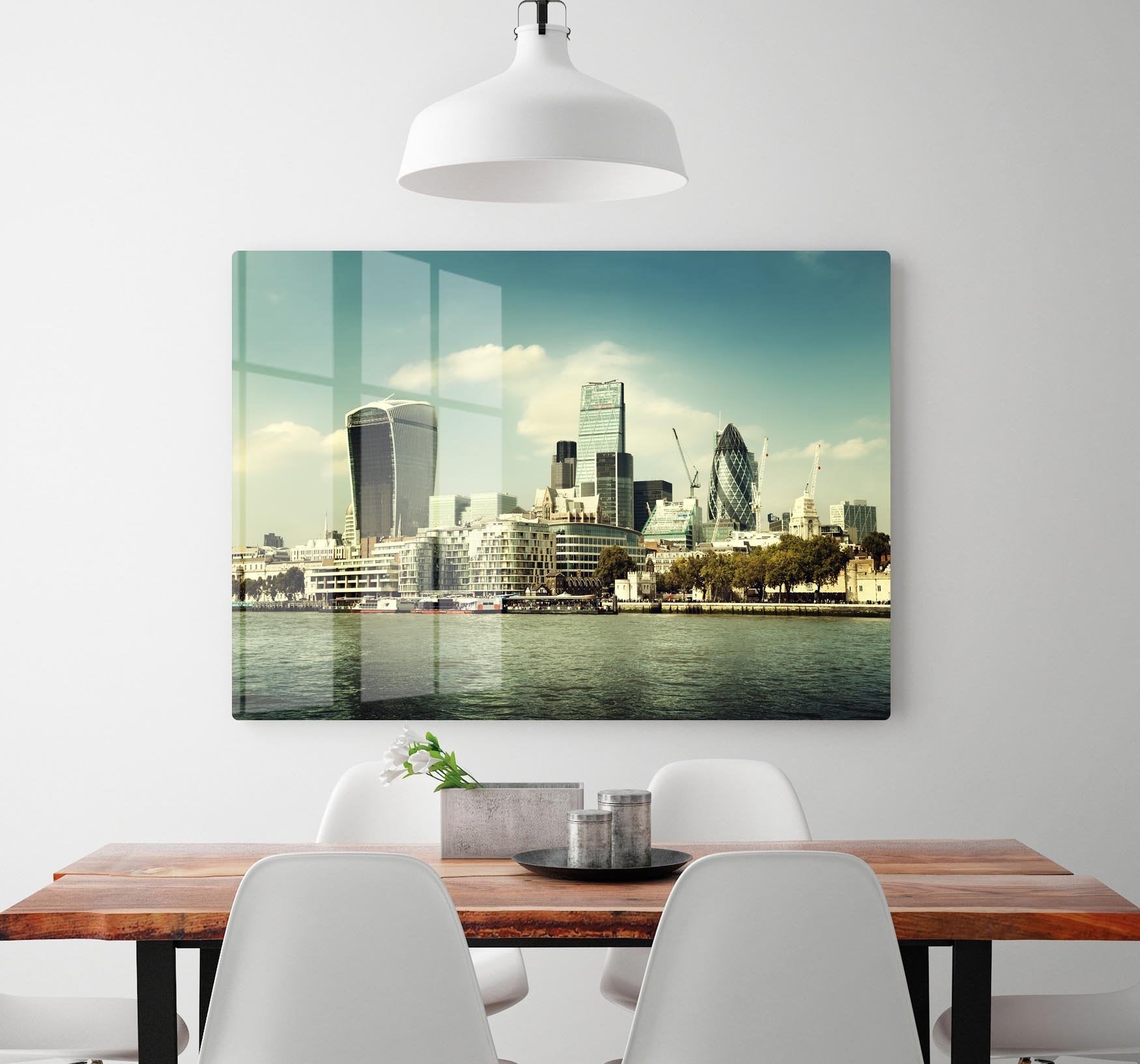 city skyline from the River Thames HD Metal Print