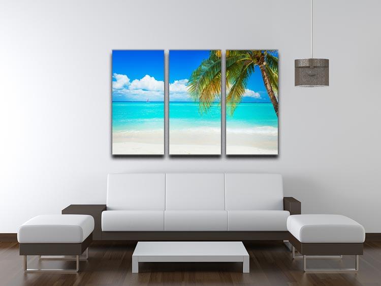clear blue sea Beach 3 Split Panel Canvas Print - Canvas Art Rocks - 3