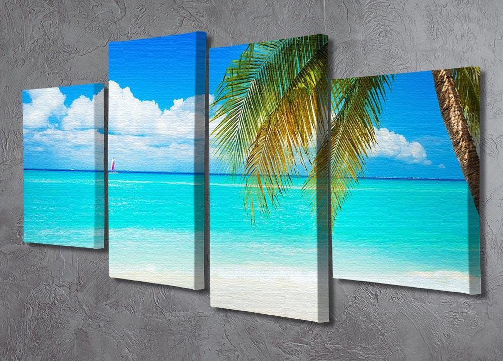 clear blue sea Beach 4 Split Panel Canvas - Canvas Art Rocks - 2