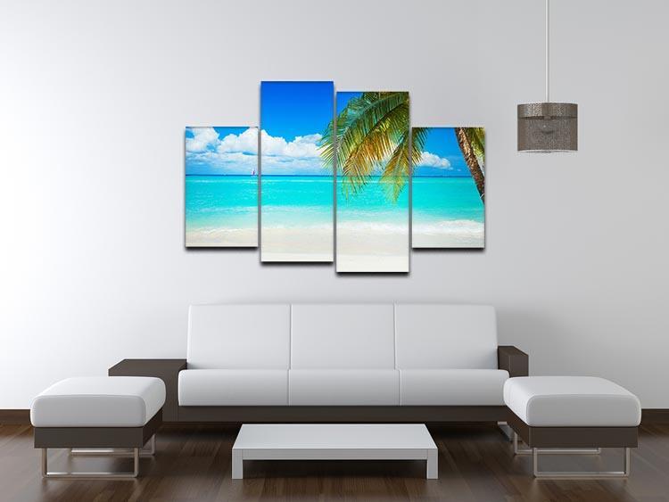 clear blue sea Beach 4 Split Panel Canvas - Canvas Art Rocks - 3