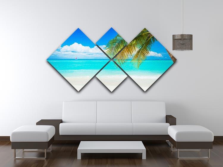 clear blue sea Beach 4 Square Multi Panel Canvas - Canvas Art Rocks - 3