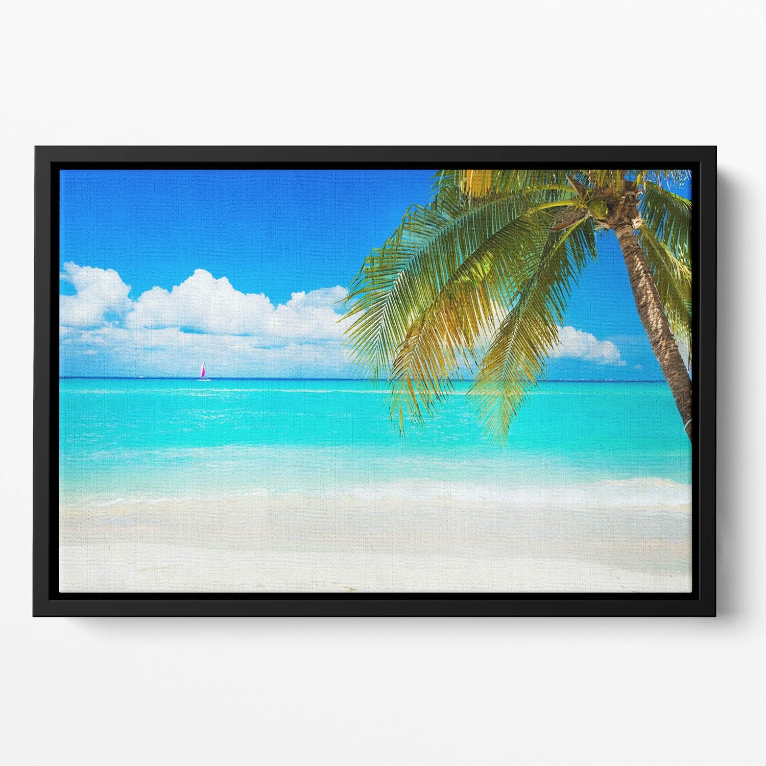 clear blue sea Beach Floating Framed Canvas