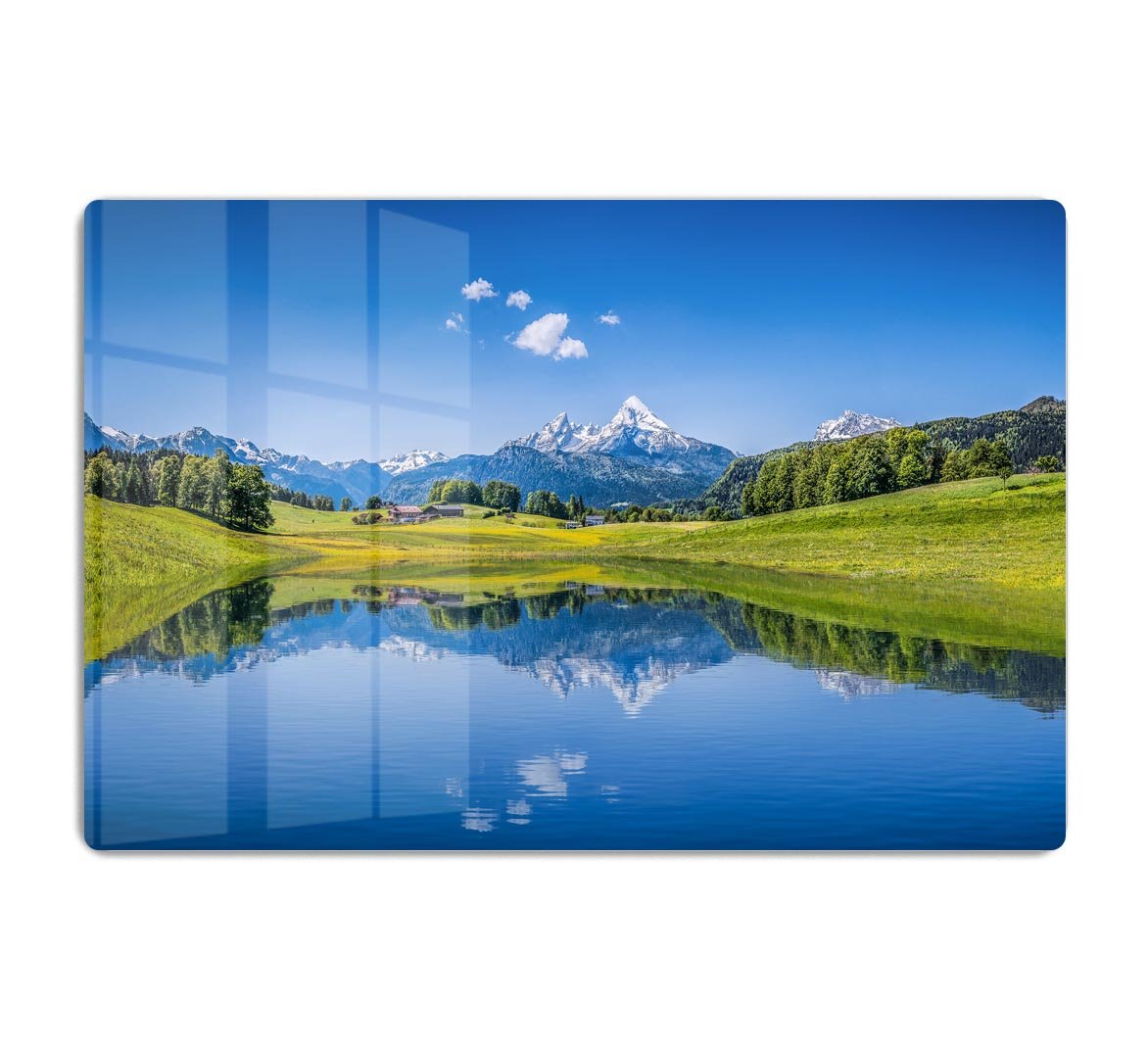 clear mountain lake and fresh green HD Metal Print