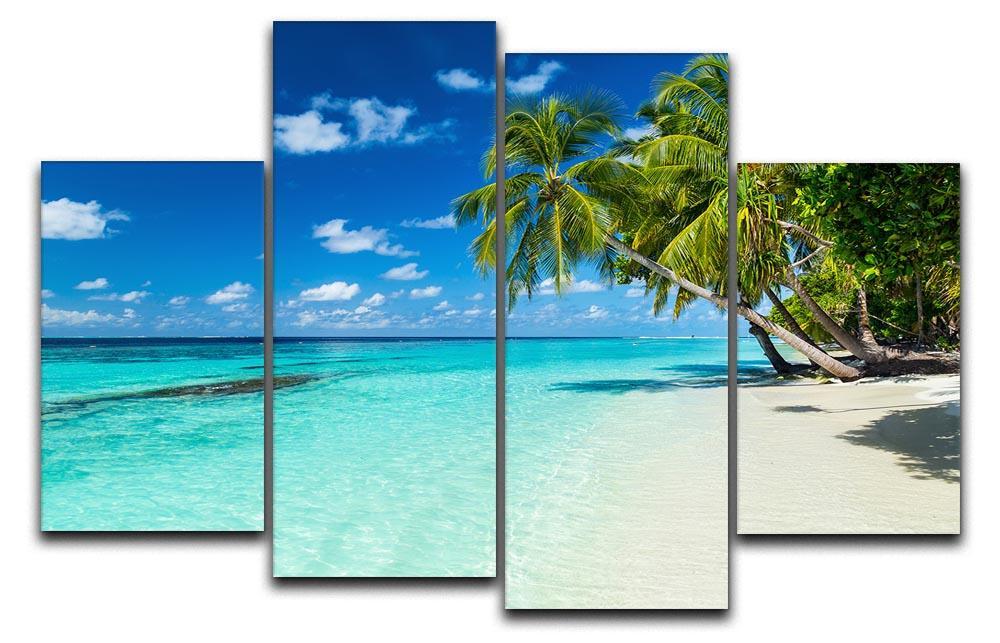 coco palms on paradise beach 4 Split Panel Canvas - Canvas Art Rocks - 1