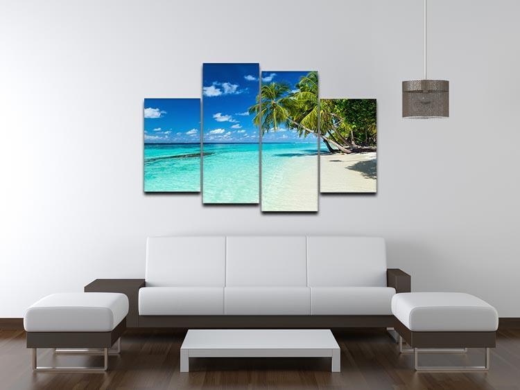 coco palms on paradise beach 4 Split Panel Canvas - Canvas Art Rocks - 3