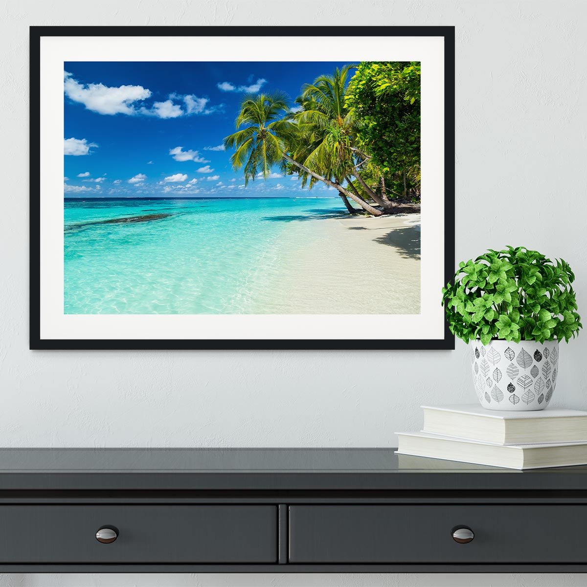 coco palms on paradise beach Framed Print - Canvas Art Rocks - 1