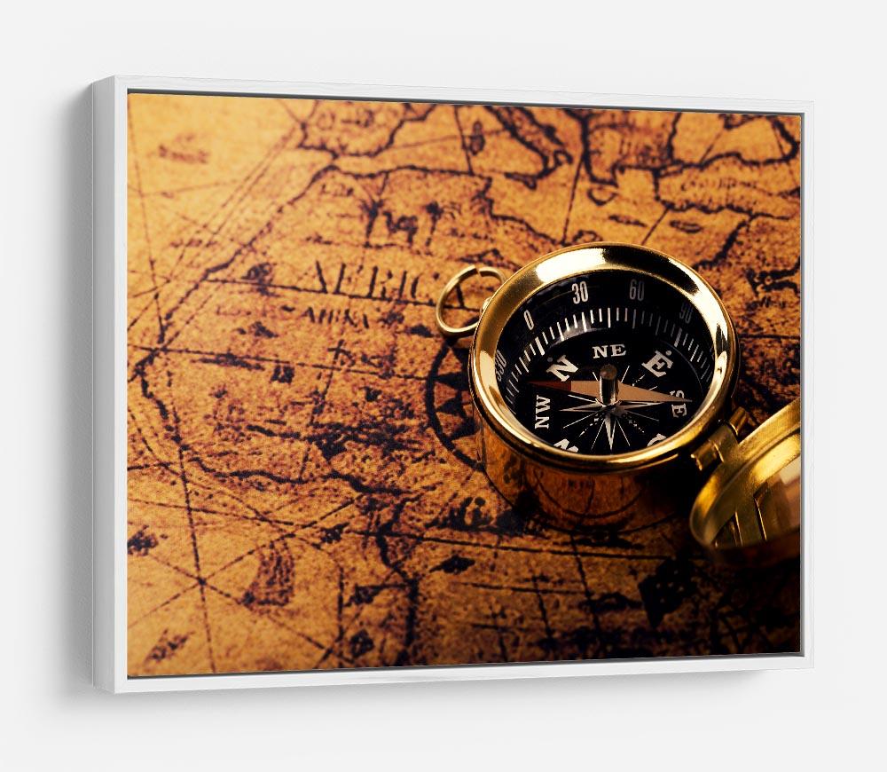 compass on vintage world map HD Metal Print