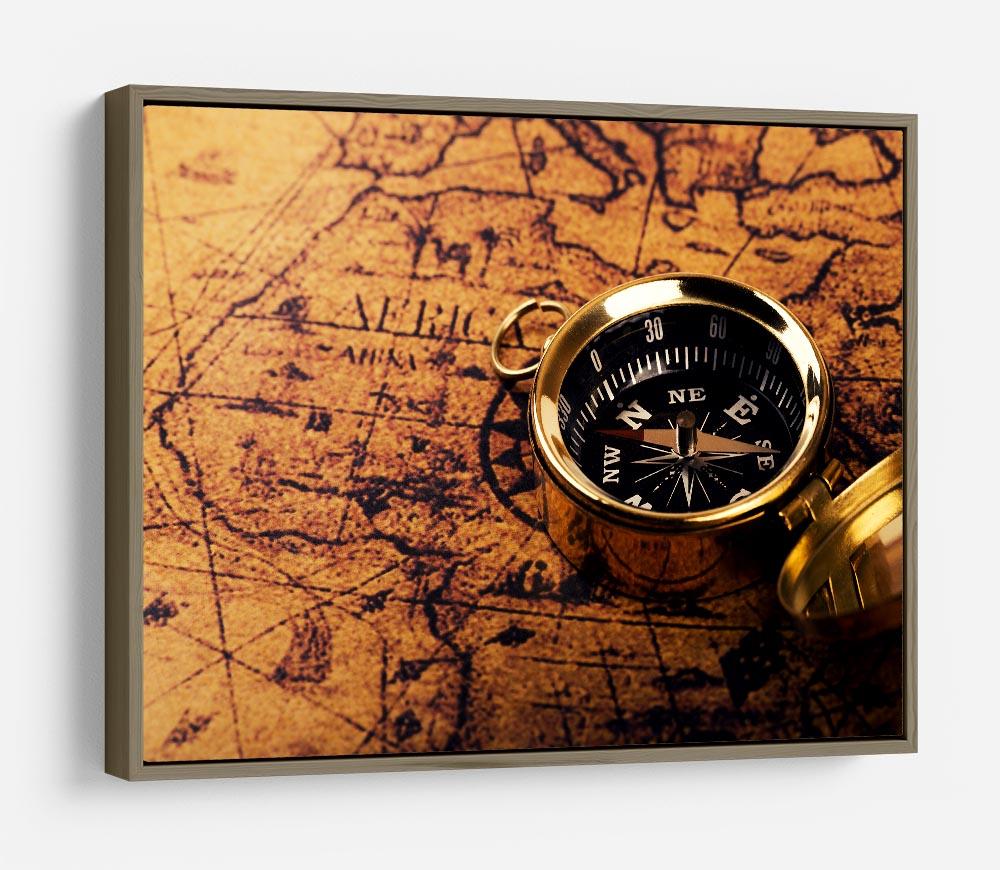 compass on vintage world map HD Metal Print