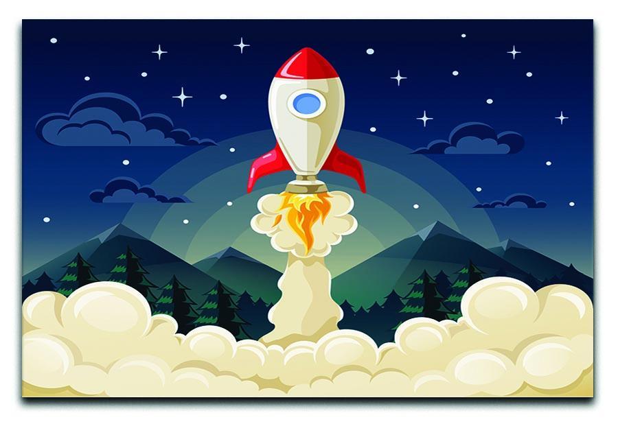 concept of space rocket ship startup on dark Canvas Print or Poster  - Canvas Art Rocks - 1