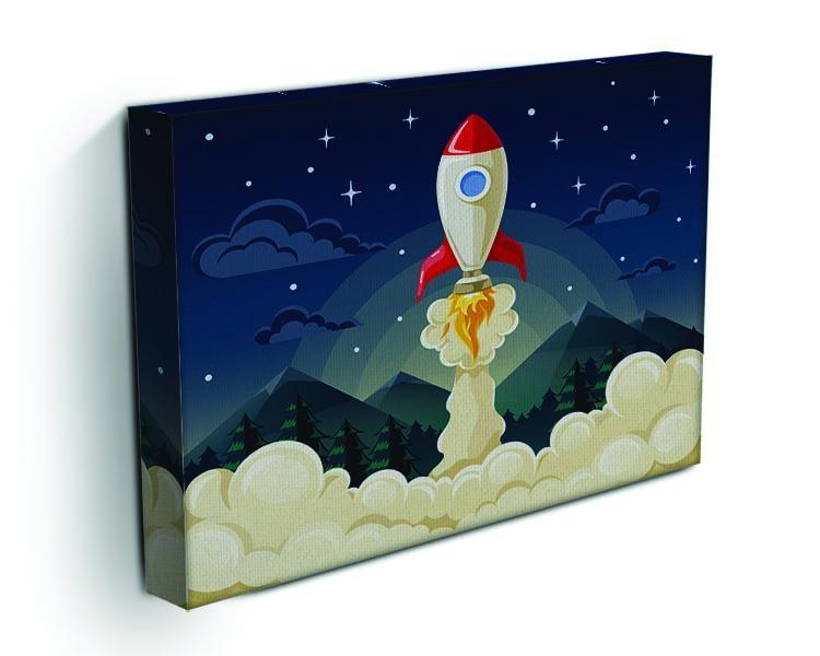 concept of space rocket ship startup on dark Canvas Print or Poster - Canvas Art Rocks - 3