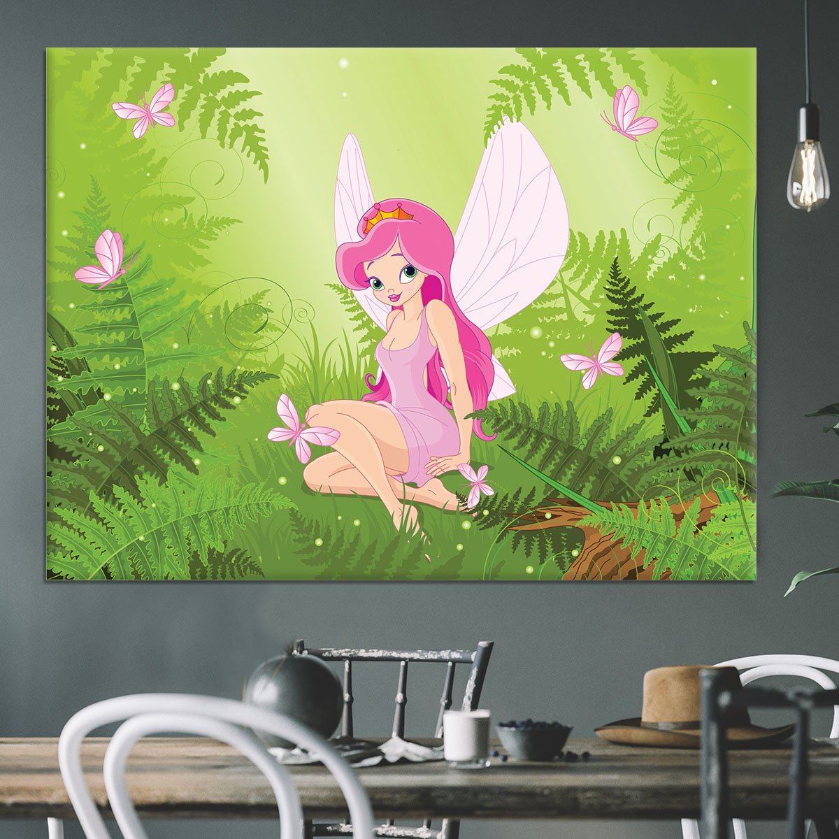 cute fairy into magic forest Canvas Print or Poster