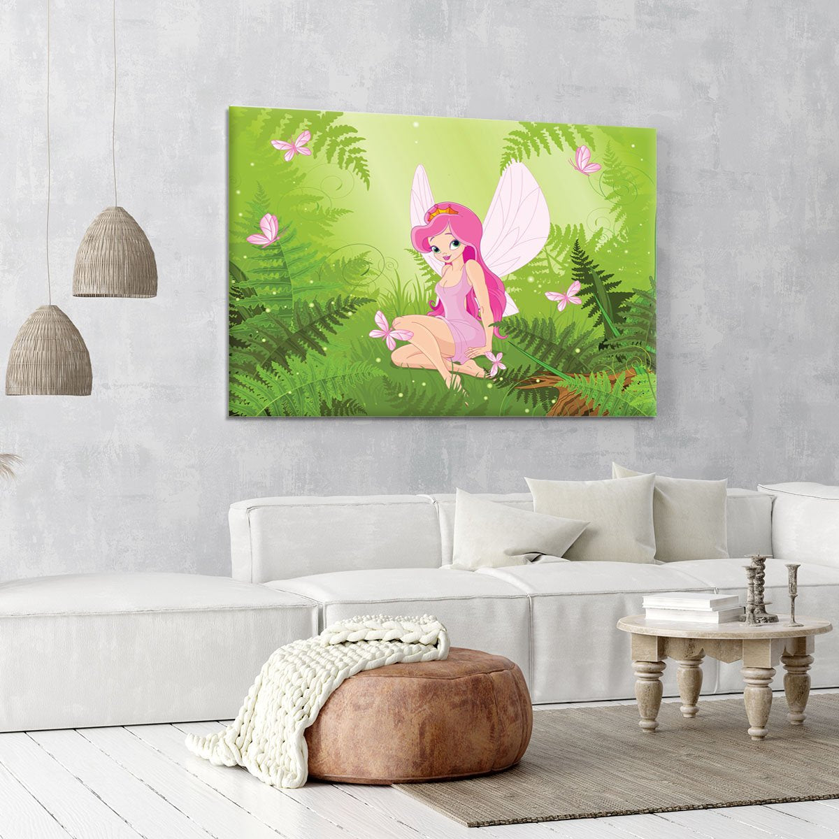 cute fairy into magic forest Canvas Print or Poster
