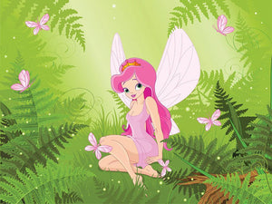 cute fairy into magic forest Wall Mural Wallpaper - Canvas Art Rocks - 1