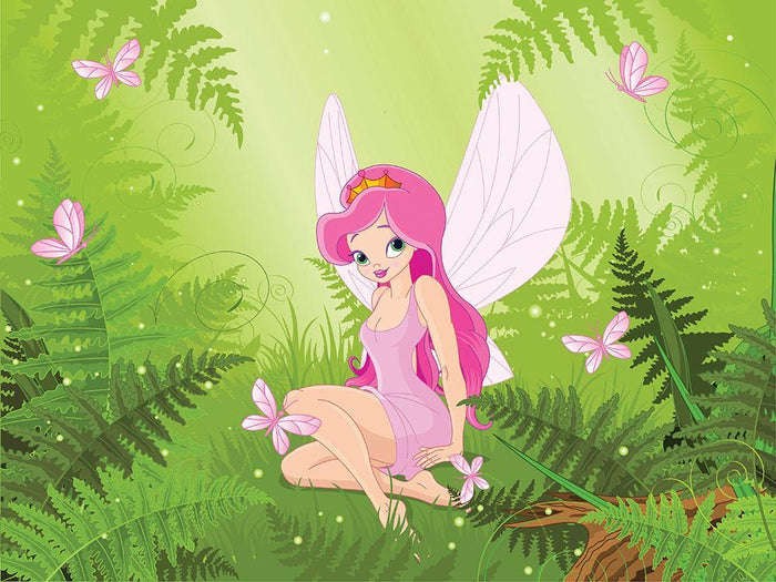 cute fairy into magic forest Wall Mural Wallpaper