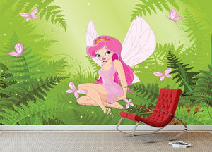 cute fairy into magic forest Wall Mural Wallpaper - Canvas Art Rocks - 3