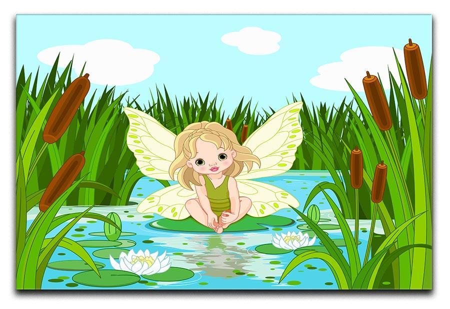 cute fairy sitting in leaf of lily Canvas Print or Poster  - Canvas Art Rocks - 1