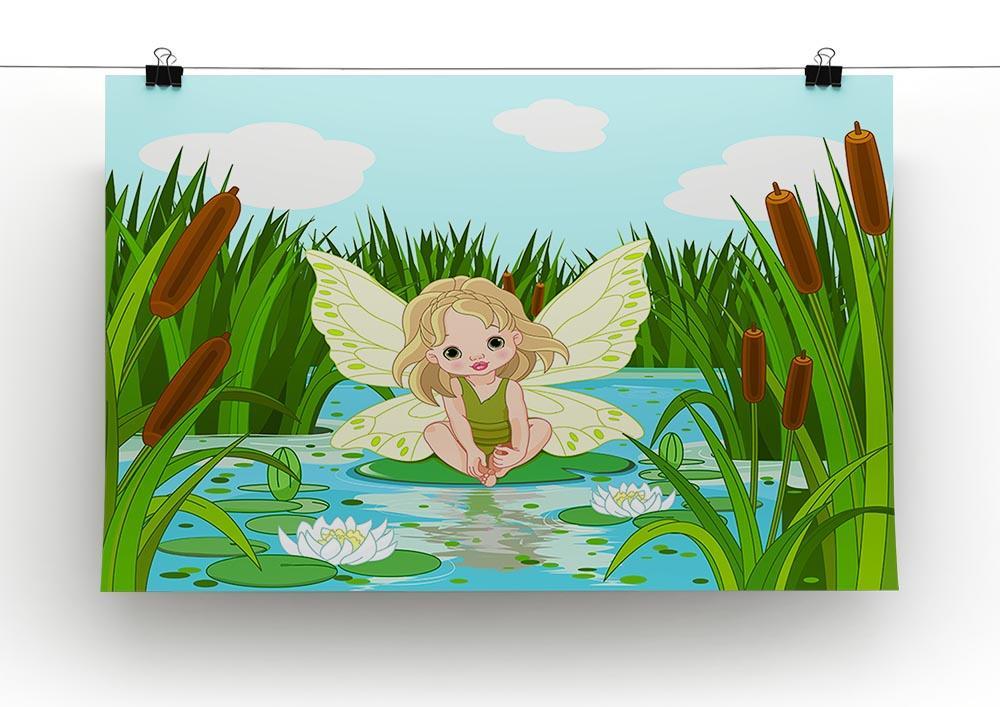 cute fairy sitting in leaf of lily Canvas Print or Poster - Canvas Art Rocks - 2