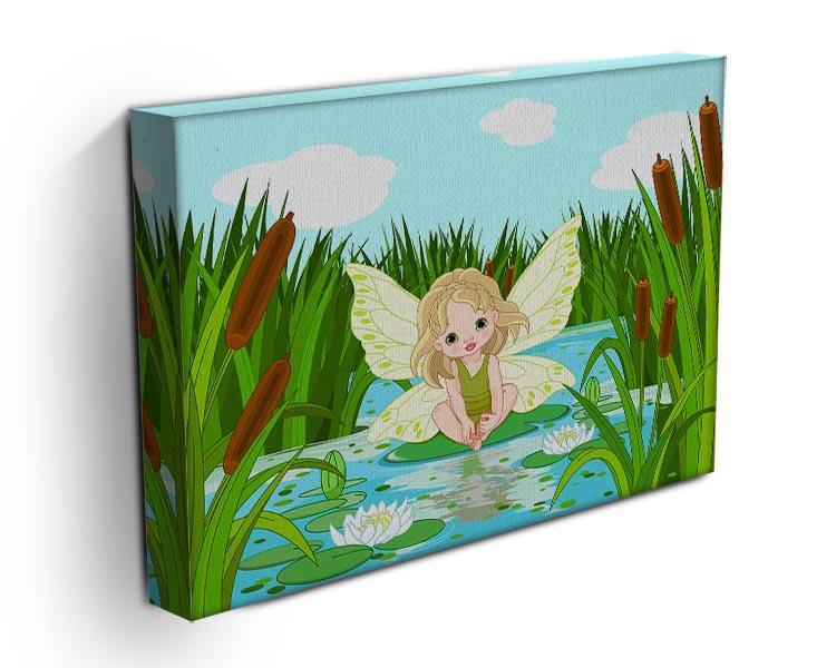 cute fairy sitting in leaf of lily Canvas Print or Poster - Canvas Art Rocks - 3