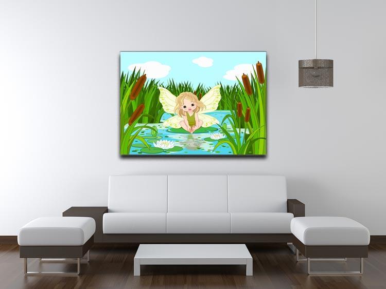 cute fairy sitting in leaf of lily Canvas Print or Poster - Canvas Art Rocks - 4