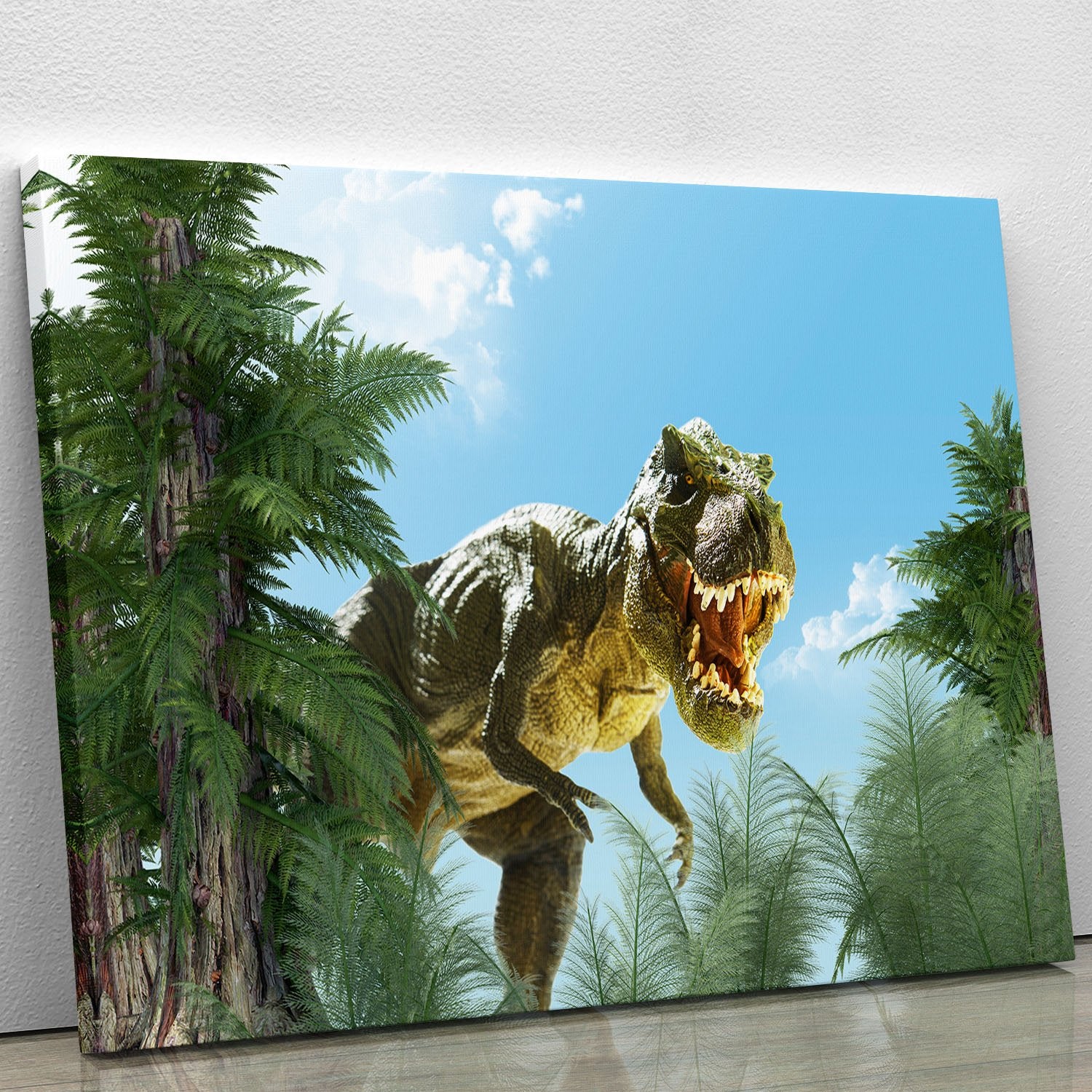 dinosaur in the jungle background Canvas Print or Poster