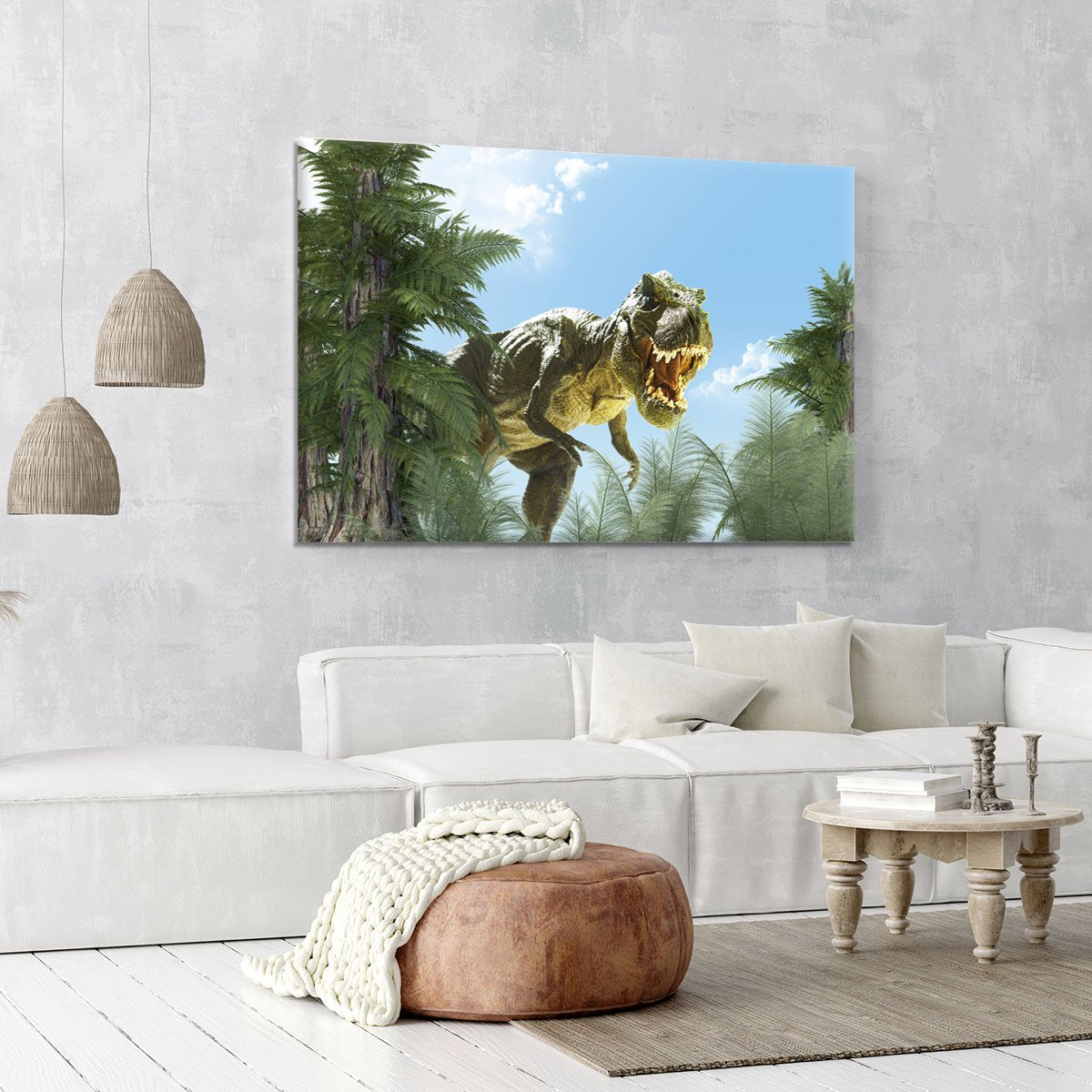 dinosaur in the jungle background Canvas Print or Poster