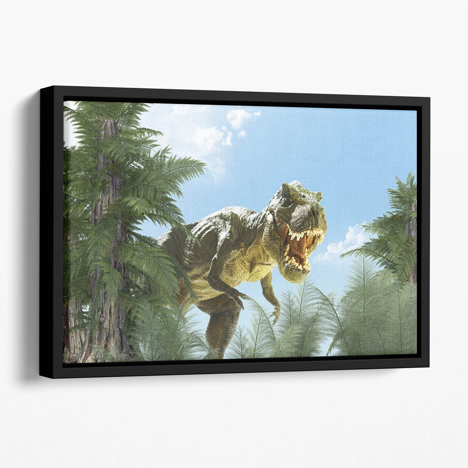 dinosaur in the jungle background Floating Framed Canvas