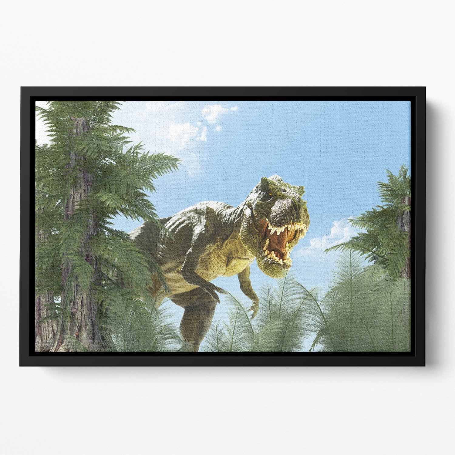 dinosaur in the jungle background Floating Framed Canvas