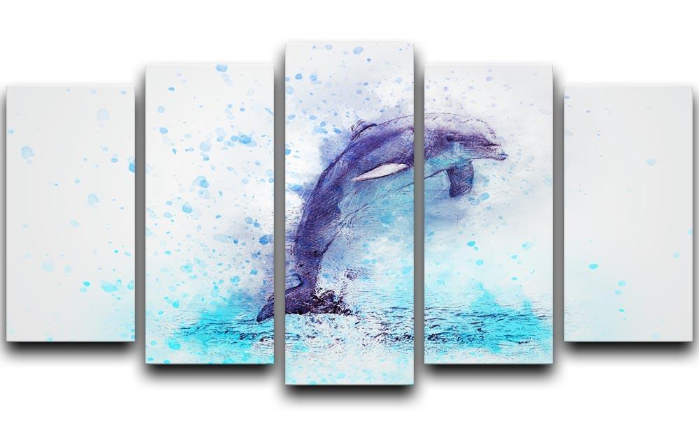 dolphin Painting 5 Split Panel Canvas  - Canvas Art Rocks - 1