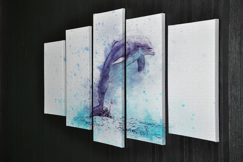 dolphin Painting 5 Split Panel Canvas - Canvas Art Rocks - 2