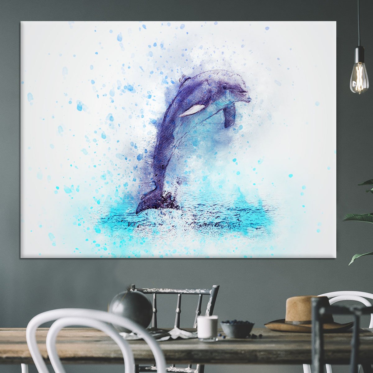 dolphin Painting Canvas Print or Poster