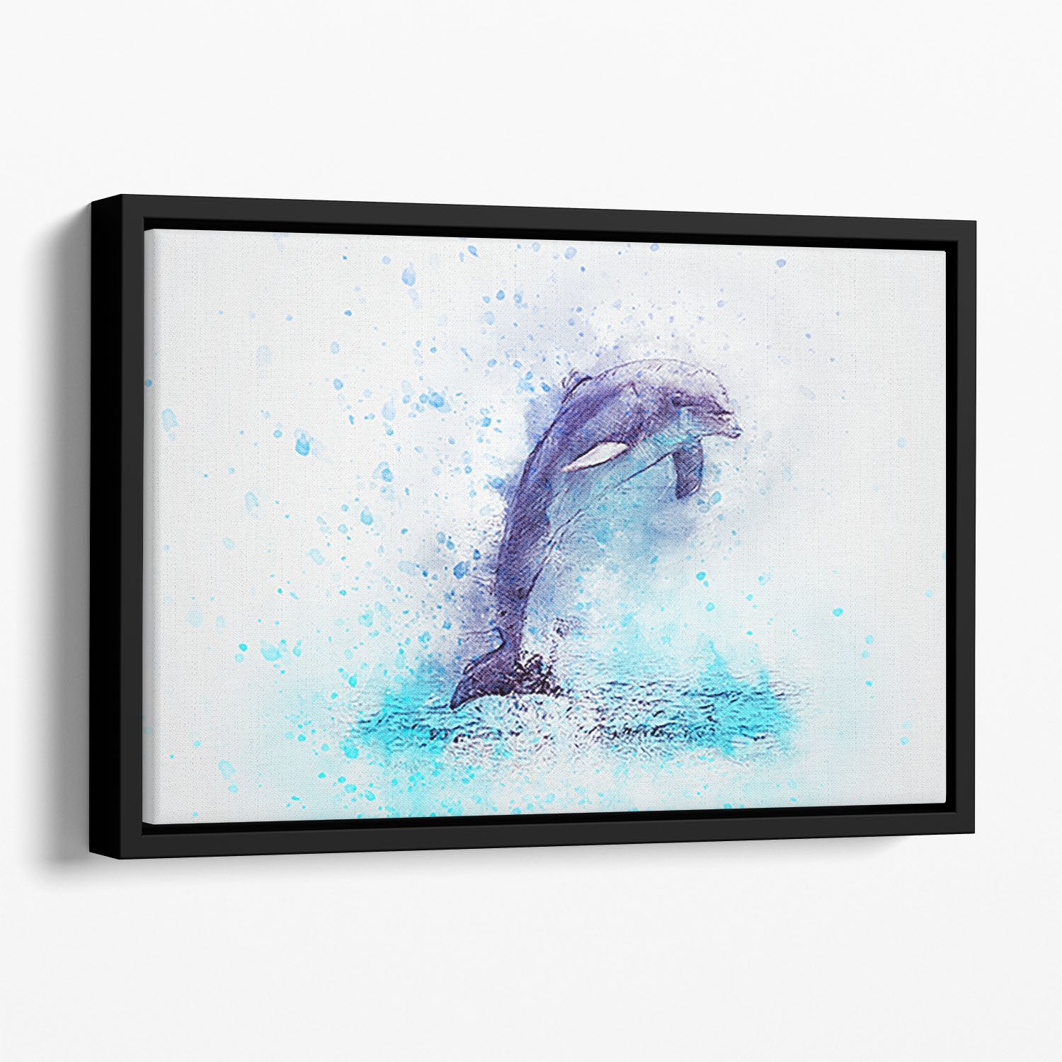 dolphin Painting Floating Framed Canvas