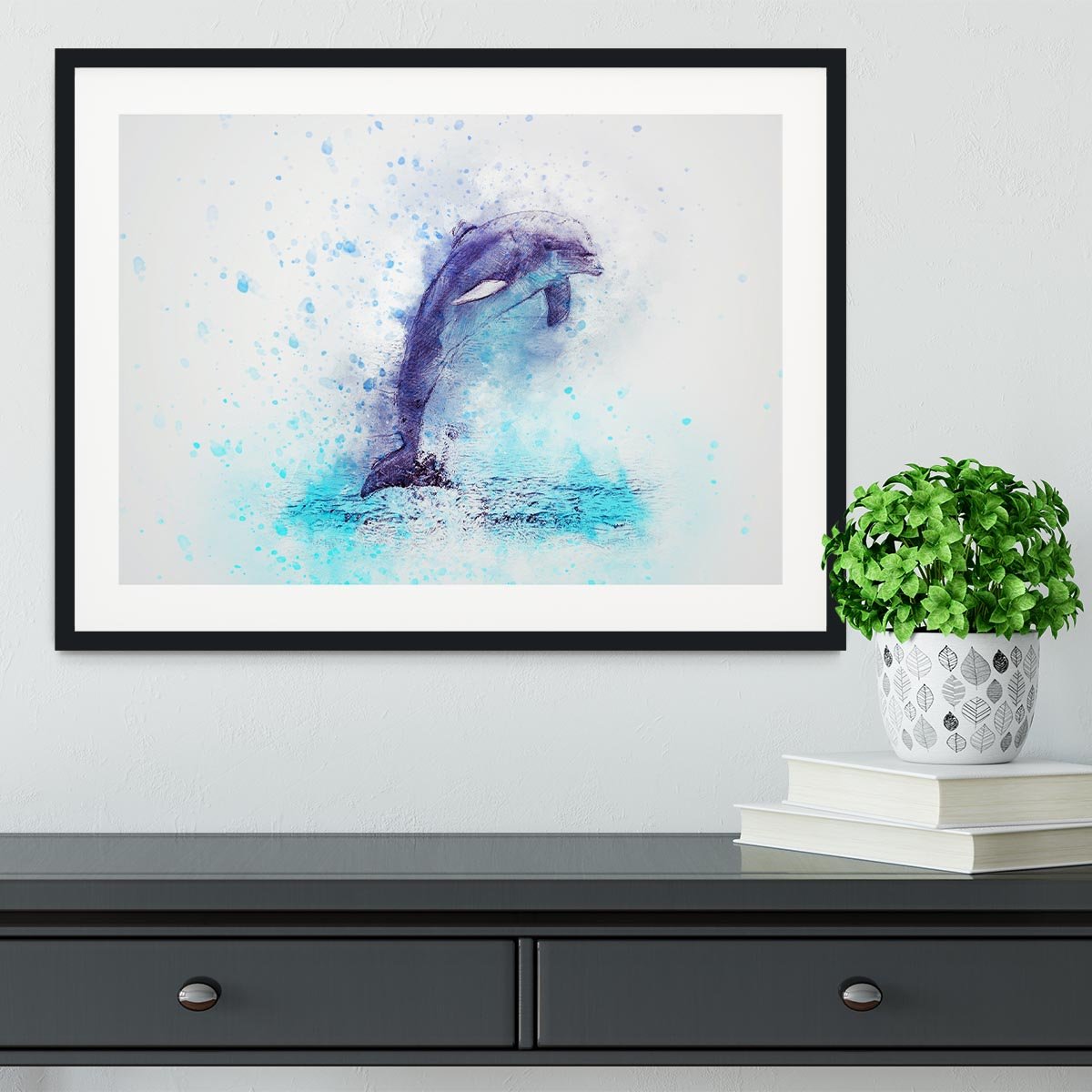 dolphin Painting Framed Print - Canvas Art Rocks - 1