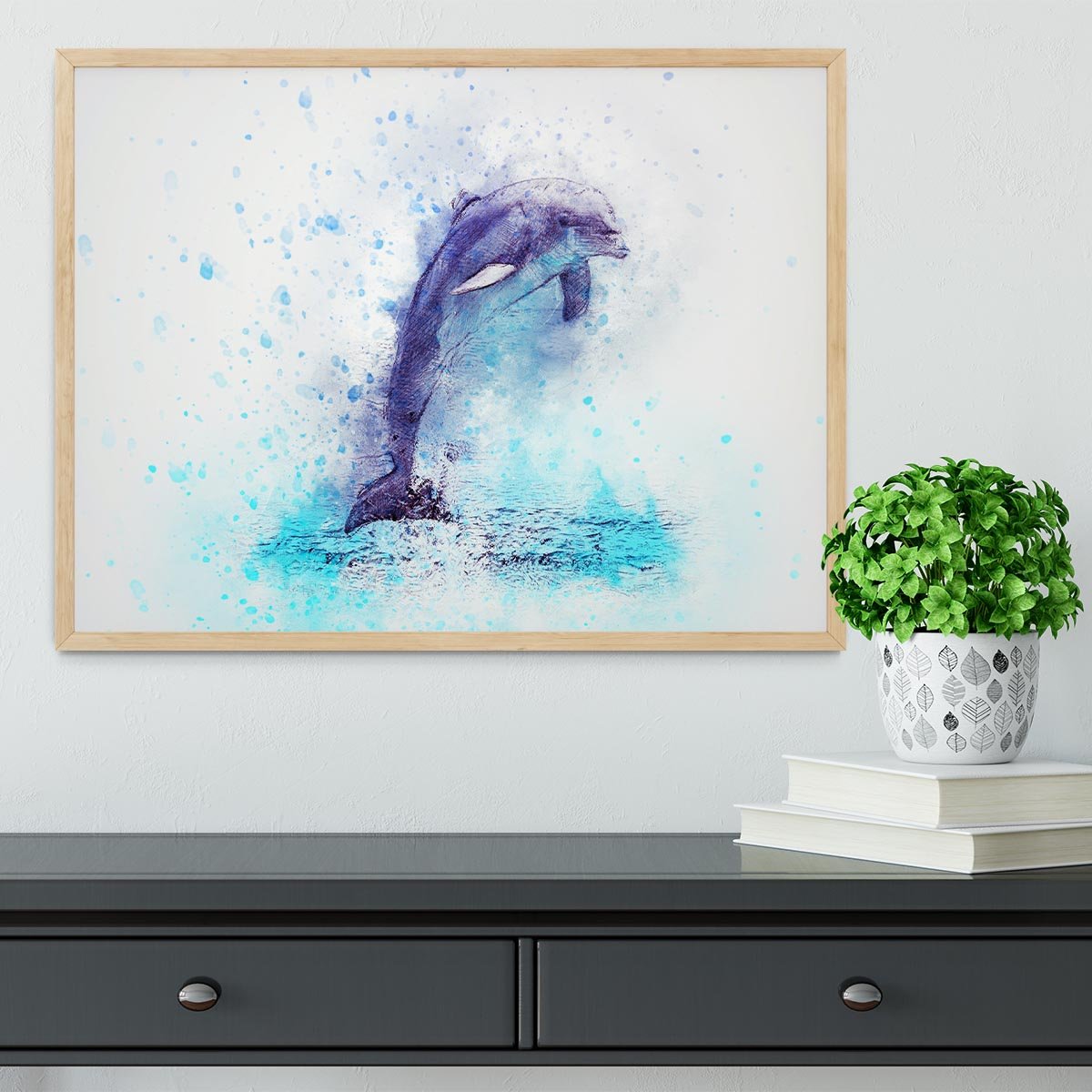 dolphin Painting Framed Print - Canvas Art Rocks - 4