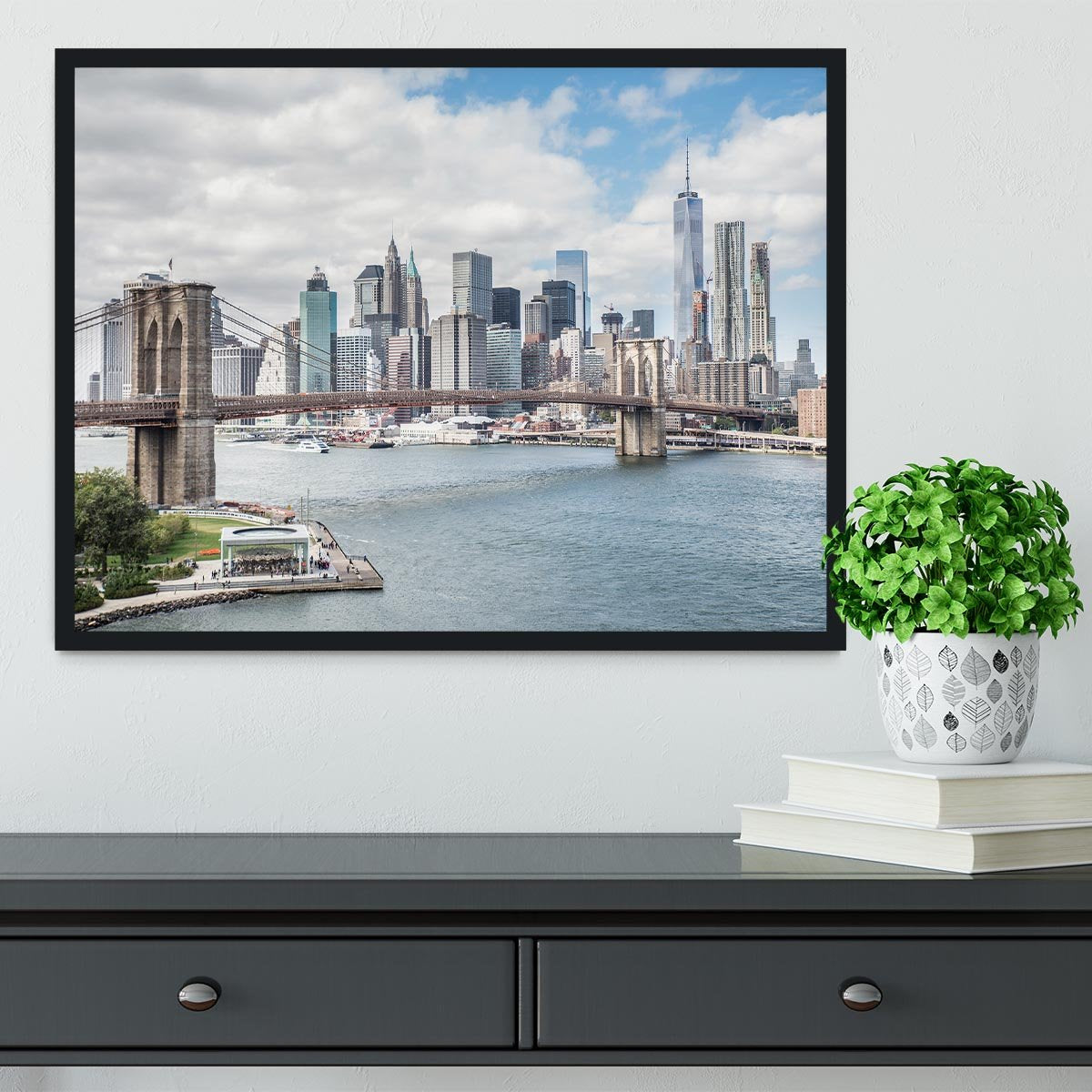 downtown Manhattan Bridge Framed Print - Canvas Art Rocks - 2