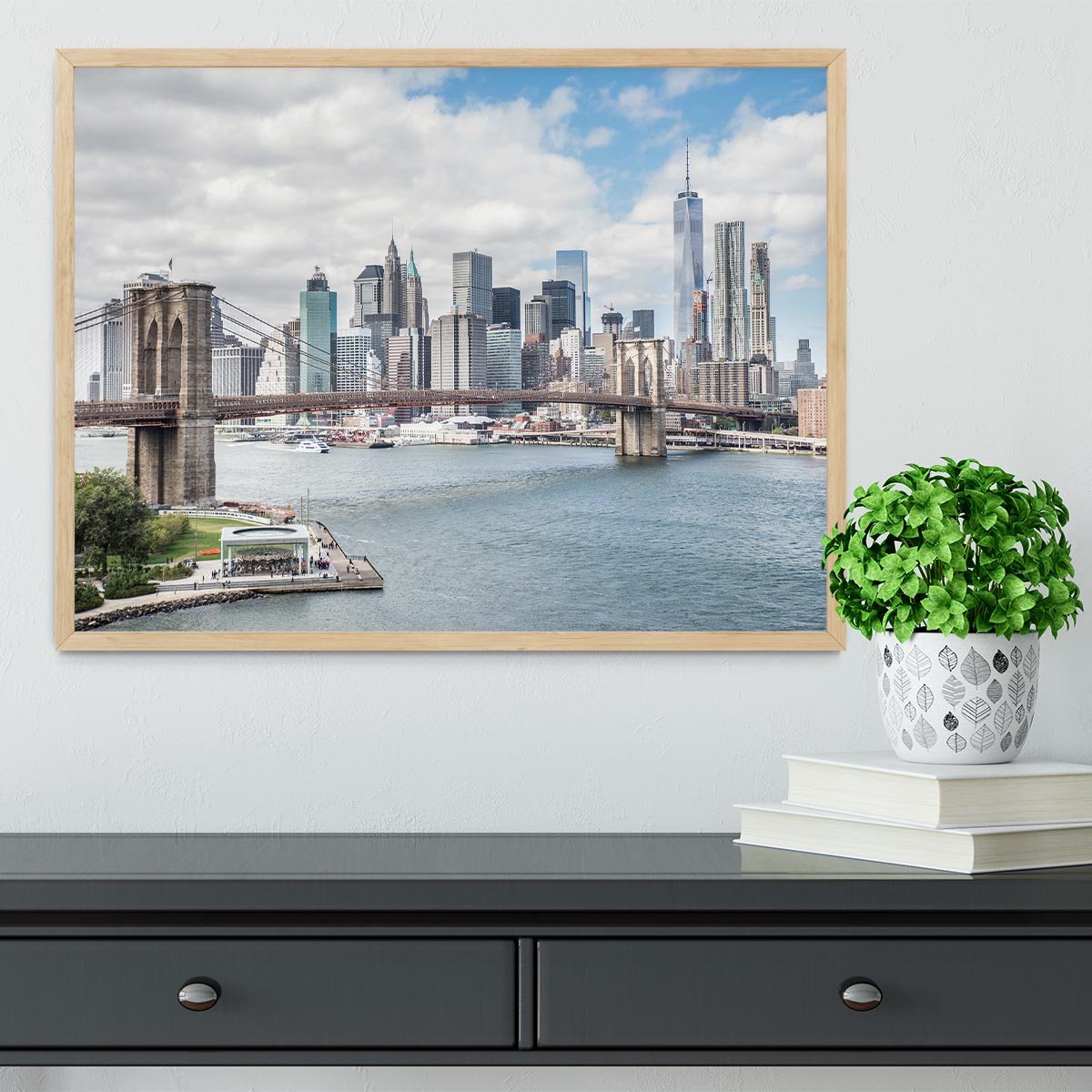 downtown Manhattan Bridge Framed Print - Canvas Art Rocks - 4