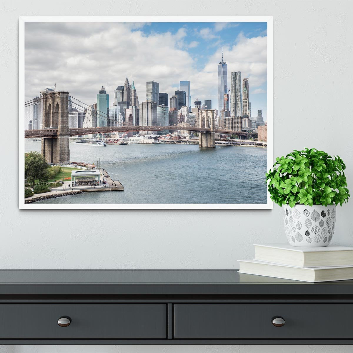 downtown Manhattan Bridge Framed Print - Canvas Art Rocks -6
