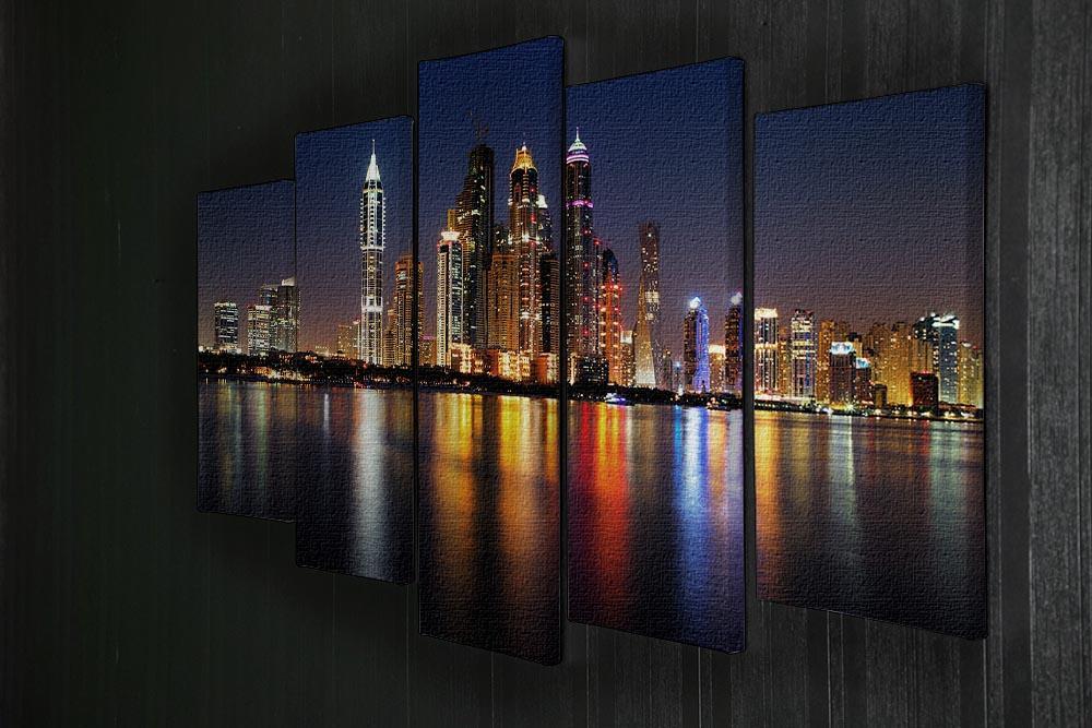 dusk Palm Jumeirah skyline view 5 Split Panel Canvas  - Canvas Art Rocks - 2