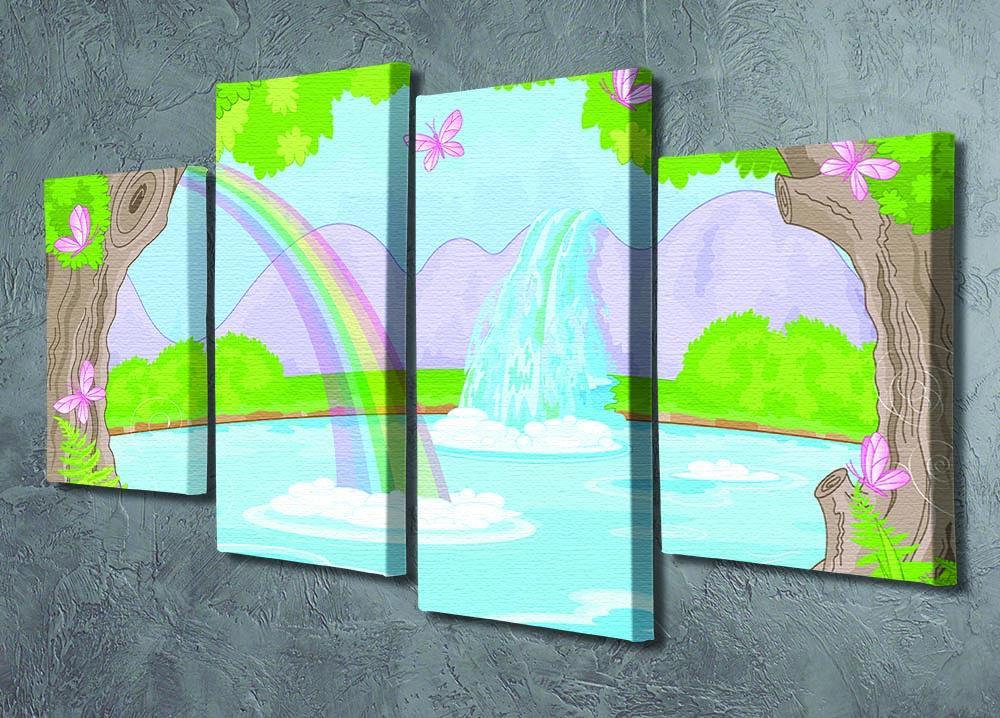 fairy landscape with Fabulous Waterfall 4 Split Panel Canvas - Canvas Art Rocks - 2