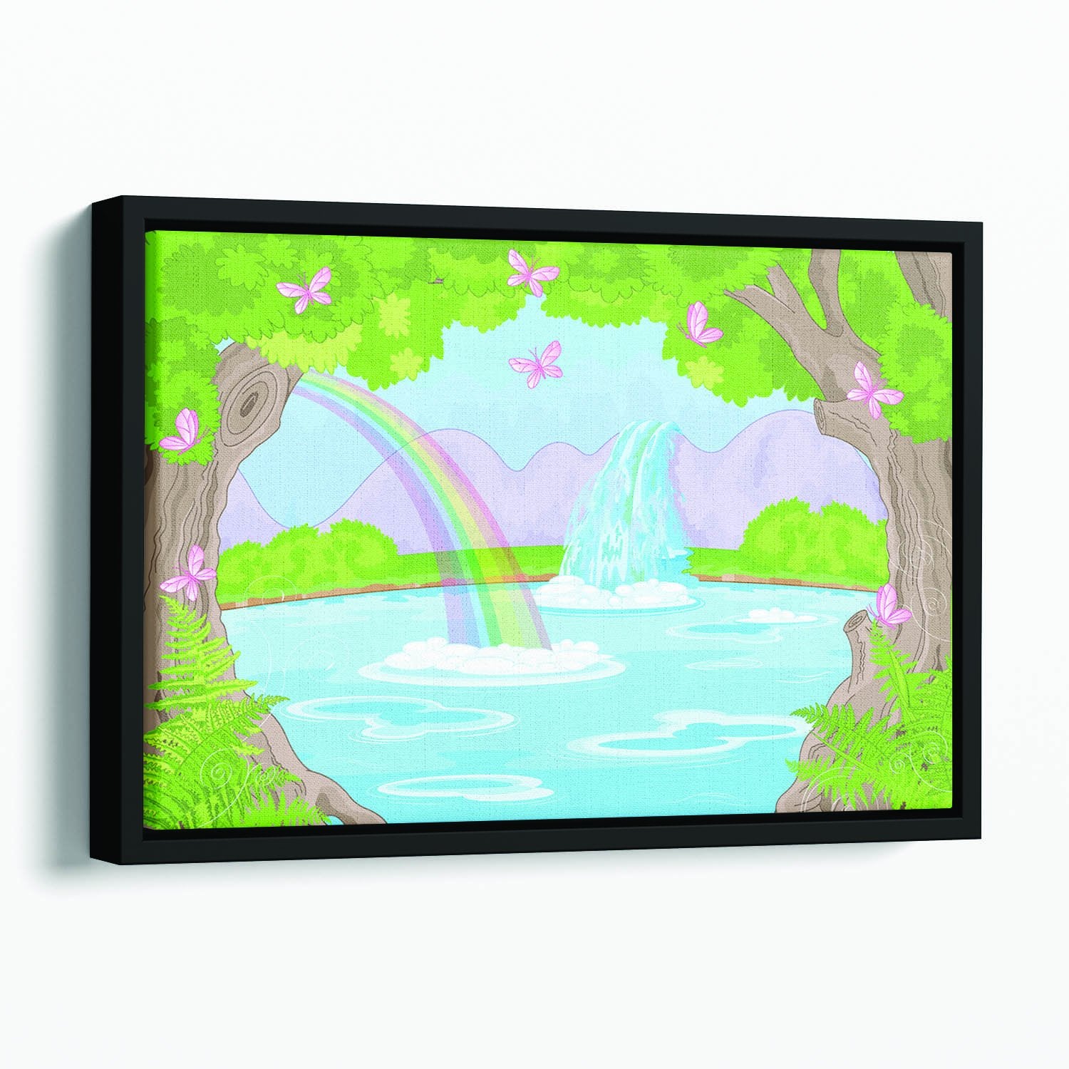 fairy landscape with Fabulous Waterfall Floating Framed Canvas
