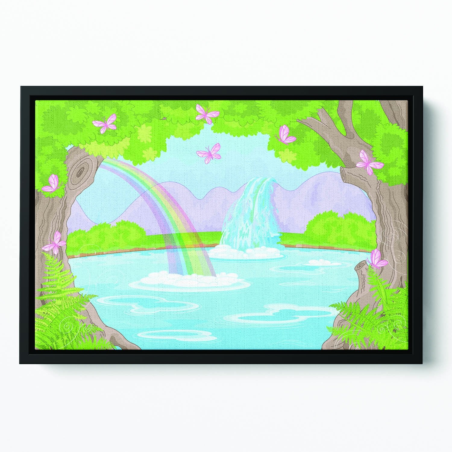 fairy landscape with Fabulous Waterfall Floating Framed Canvas