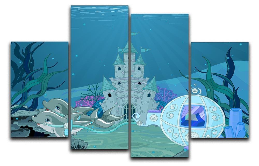 fairytale dolphin carriage on ocean 4 Split Panel Canvas  - Canvas Art Rocks - 1