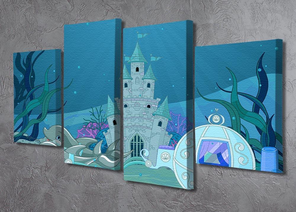 fairytale dolphin carriage on ocean 4 Split Panel Canvas - Canvas Art Rocks - 2
