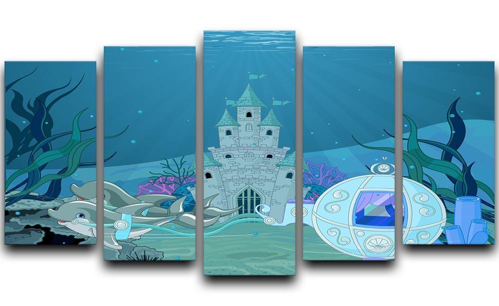 fairytale dolphin carriage on ocean 5 Split Panel Canvas  - Canvas Art Rocks - 1