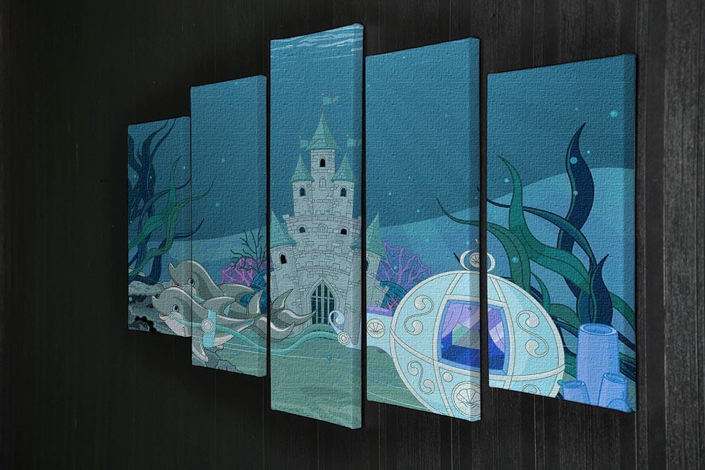 fairytale dolphin carriage on ocean 5 Split Panel Canvas - Canvas Art Rocks - 2