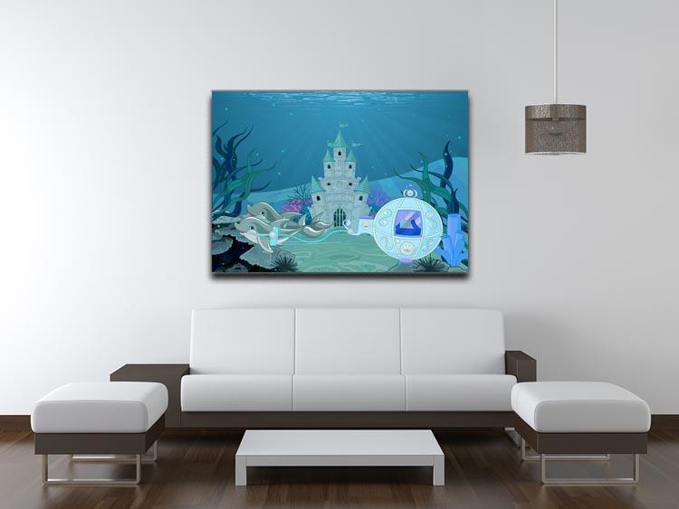 fairytale dolphin carriage on ocean Canvas Print or Poster - Canvas Art Rocks - 4