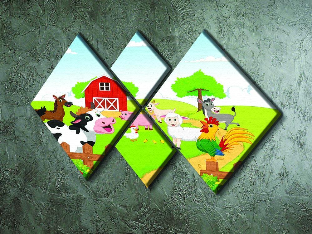 farm animals with background 4 Square Multi Panel Canvas - Canvas Art Rocks - 2