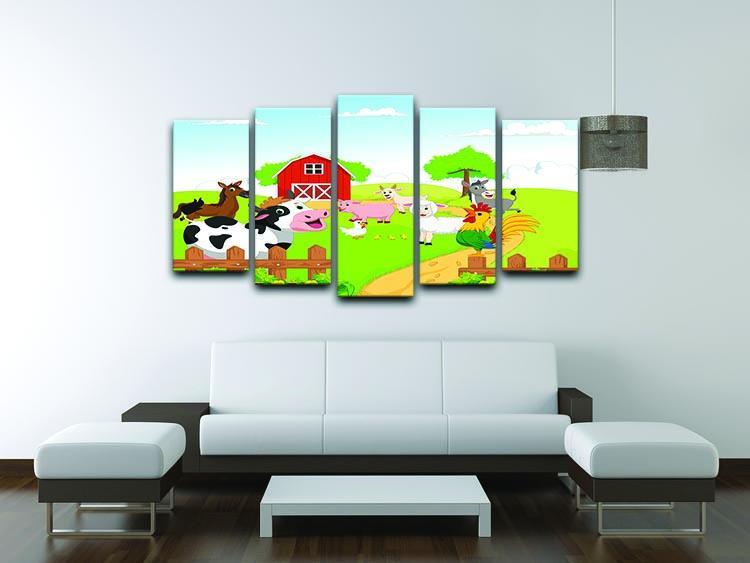 farm animals with background 5 Split Panel Canvas - Canvas Art Rocks - 3
