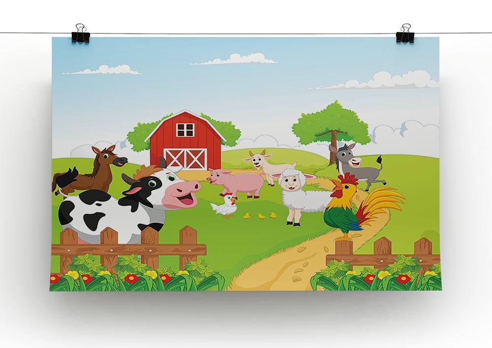 farm animals with background Canvas Print or Poster - Canvas Art Rocks - 2