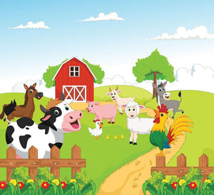farm animals with background Wall Mural Wallpaper - Canvas Art Rocks - 1