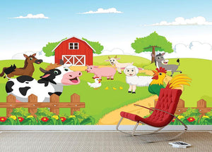 farm animals with background Wall Mural Wallpaper - Canvas Art Rocks - 3